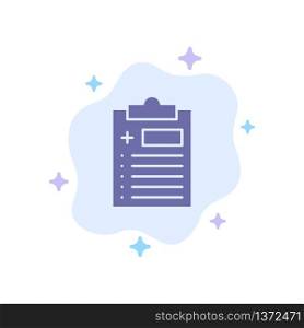Medical, Clipboard, Test, Medicine Blue Icon on Abstract Cloud Background