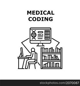 Medical coding dna. Science health. Digital technology. structure molecule. Medicine biology. Life data. Medical coding icon vector illustration