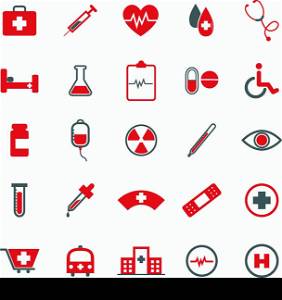Medical color icons on white background