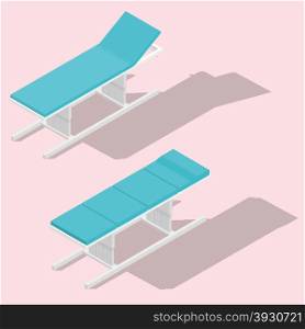 Medical couches isometric detailed set. Medical couches isometric detailed set vector graphic illustration