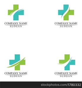 Medical Cross and Health Pharmacy Logo Design Template