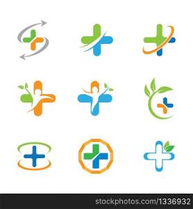 Medical cross logo set vector icon illustration design