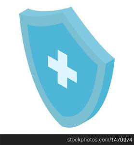 Medical cross shield icon. Isometric of medical cross shield vector icon for web design isolated on white background. Medical cross shield icon, isometric style