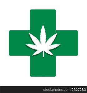 Medical cross with marijuana inside. vector illustration