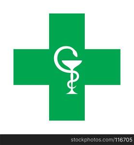 Medical Cross (with the bowl of Hygeia). Modern Emblem of healthcare, medicine and pharmacy.