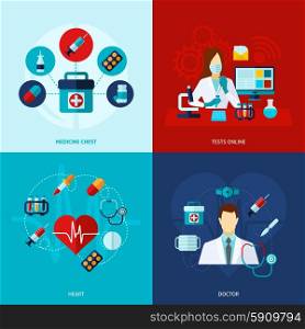 Medical design concept set with medicine and doctor flat icons isolated vector illustration. Medical Flat Set