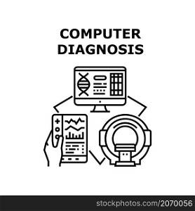 Medical diagnosis health. Clinic care check. Digital care. Medic treatment vector concept black illustration. Medical diagnosis icon vector illustration