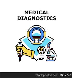 Medical diagnostics health care. hospital doctor. emergency treatment. disease laboratory.medical diagnostics vector concept color illustration. Medical diagnostics icon vector illustration