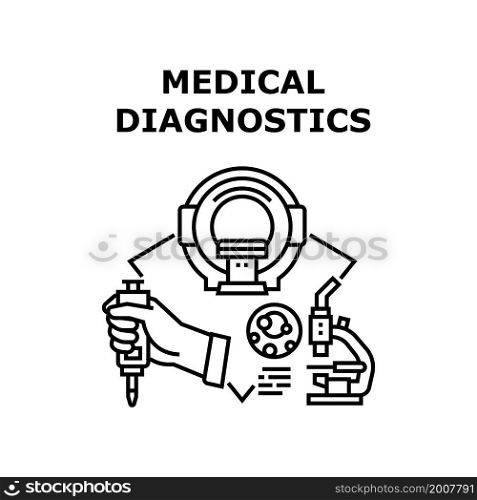 Medical diagnostics health care. hospital doctor. emergency treatment. disease laboratory.medical diagnostics vector concept black illustration. Medical diagnostics icon vector illustration