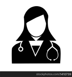 medical doctor icon on white background. flat style. doctor icon for your web site design, logo, app, UI. female health care physician with stethoscope symbol. woman doctor sign.