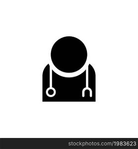 Medical Doctor, Physician with Stethoscope. Flat Vector Icon illustration. Simple black symbol on white background. Medical Doctor with Stethoscope sign design template for web and mobile UI element. Medical Doctor, Physician with Stethoscope Flat Vector Icon