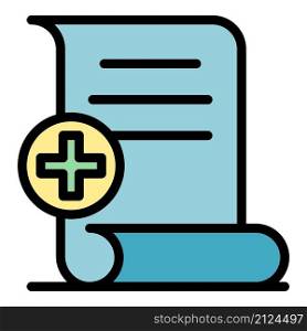 Medical document icon. Outline medical document vector icon color flat isolated. Medical document icon color outline vector