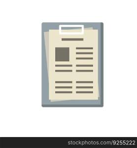 Medical document with sheet, paper. Set of objects of hospital. Cartoon flat illustration. File on the tablet.. Medical document with sheet, paper.