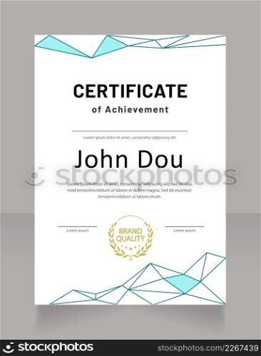 Medical education achievement certificate design template. Vector diploma with customized copyspace and borders. Printable document for awards and recognition. Barlow Bold fonts used. Medical education achievement certificate design template