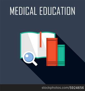 Medical education. Flat icon. Vector illustration