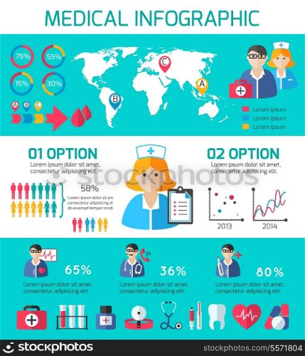Medical elements and staff infographic elements for web design and presentation isolated vector illustration
