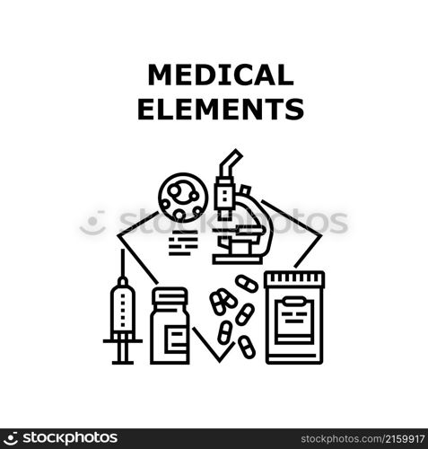 Medical elements background. medicine science. health design. abstract doctor. digital pharmacy vector concept black illustration. Medical elements icon vector illustration