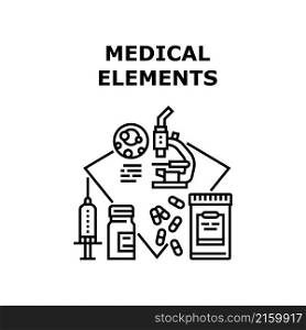 Medical elements background. medicine science. health design. abstract doctor. digital pharmacy vector concept black illustration. Medical elements icon vector illustration