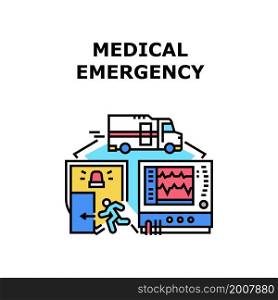 Medical emergency hospital nurse. medic doctor. clinic patient. medicine aid. specialist safety medical emergency vector concept color illustration. Medical emergency icon vector illustration