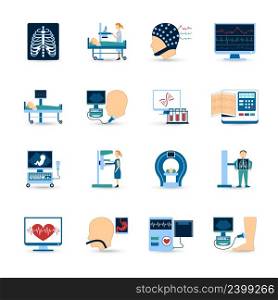 Medical examination icons set with x-ray and blood test symbols flat isolated vector illustration . Medical Examination Icons Set