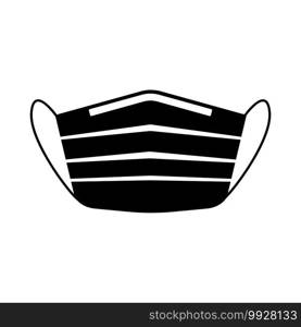 Medical Face Mask Icon. Black Glyph Design. Vector Illustration.