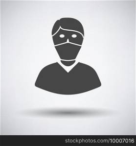 Medical Face Mask Icon. Dark Gray on Gray Background With Round Shadow. Vector Illustration.