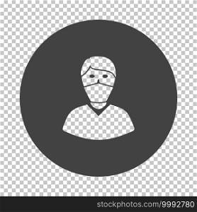 Medical Face Mask Icon. Subtract Stencil Design on Tranparency Grid. Vector Illustration.