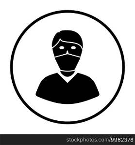 Medical Face Mask Icon. Thin Circle Stencil Design. Vector Illustration.
