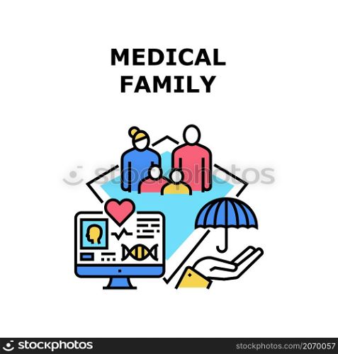 Medical family health care. Healthy child. Medicine project. Hospital person vector concept color illustration. Medical family icon vector illustration
