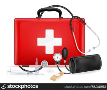 medical first aid box case kit stock vector illustration isolated on white background