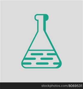 Medical flask icon. Gray background with green. Vector illustration.