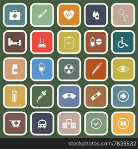 Medical flat icons on green background, stock vector