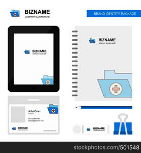 Medical folder Business Logo, Tab App, Diary PVC Employee Card and USB Brand Stationary Package Design Vector Template