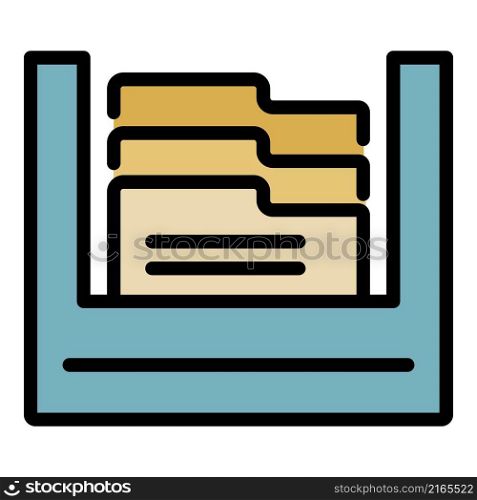 Medical folder drawer icon. Outline medical folder drawer vector icon color flat isolated. Medical folder drawer icon color outline vector