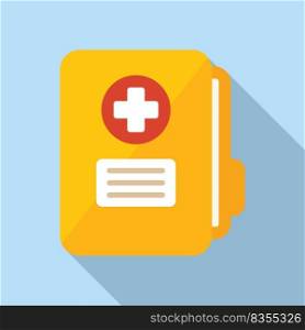 Medical folder icon flat vector. Family doctor. Hospital patient. Medical folder icon flat vector. Family doctor