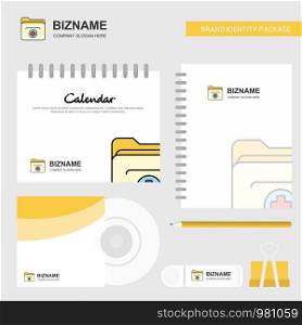 Medical folder Logo, Calendar Template, CD Cover, Diary and USB Brand Stationary Package Design Vector Template