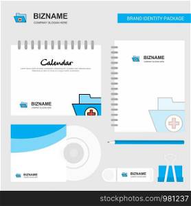 Medical folder Logo, Calendar Template, CD Cover, Diary and USB Brand Stationary Package Design Vector Template