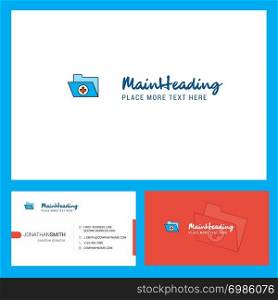 Medical folder Logo design with Tagline & Front and Back Busienss Card Template. Vector Creative Design