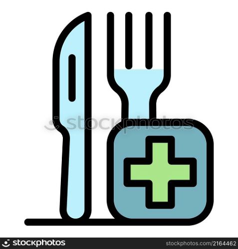 Medical food instrument icon. Outline medical food instrument vector icon color flat isolated. Medical food instrument icon color outline vector