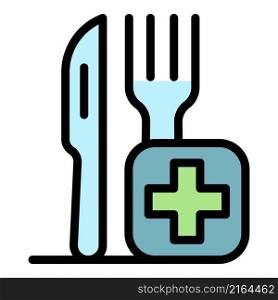 Medical food instrument icon. Outline medical food instrument vector icon color flat isolated. Medical food instrument icon color outline vector