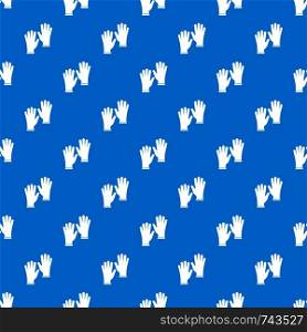 Medical gloves pattern repeat seamless in blue color for any design. Vector geometric illustration. Medical gloves pattern seamless blue