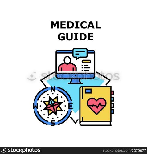 Medical guide doctor. Hospital health. Medicine template. Emergency bandage. Safety clinic vector concept color illustration. Medical guide icon vector illustration
