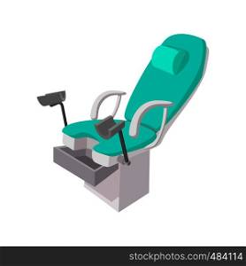Medical gynecological chair cartoon icon on a white background. Medical gynecological chair cartoon icon