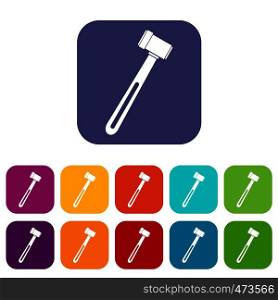 Medical hammer icons set vector illustration in flat style In colors red, blue, green and other. Medical hammer icons set flat