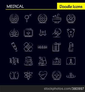 Medical Hand Drawn Icons Set For Infographics, Mobile UX/UI Kit And Print Design. Include: Hospital, Medical, Scanner, Statistic, Stone, Spa, Health, Mask, Eps 10 - Vector