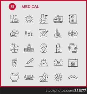 Medical Hand Drawn Icons Set For Infographics, Mobile UX/UI Kit And Print Design. Include: Bandage, Plaster, Medical, Health, Care, Thermometer, Heat, Temp, Collection Modern Infographic Logo and Pictogram. - Vector