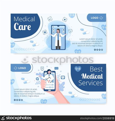 Medical Healthcare Flat Design Illustration Banner Editable of Square Background Suitable for Social media, Feed, Card, Greetings, Print and Web Internet Ads Template