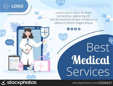 Medical Healthcare Flat Design Illustration Brochure Editable of Square Background Suitable for Social media, Feed, Card, Greetings, Print and Web Internet Ads Template