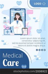 Medical Healthcare Flat Design Illustration Flyer Editable of Square Background Suitable for Social media, Feed, Card, Greetings, Print and Web Internet Ads Template