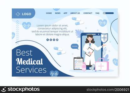 Medical Healthcare Flat Design Illustration Landing Page Editable of Square Background Suitable for Social media, Feed, Card, Greetings, Print and Web Internet Ads Template